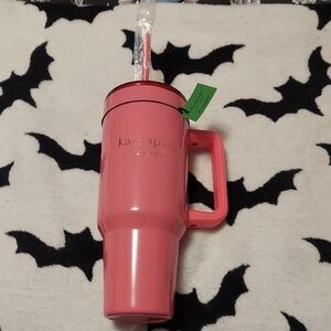 Kate Spade Pink Mug with Straw. 40 Oz